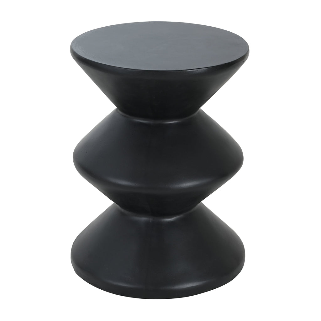 Modern Concrete Side Table with Matte Black Finish - Outdoor & Indoor