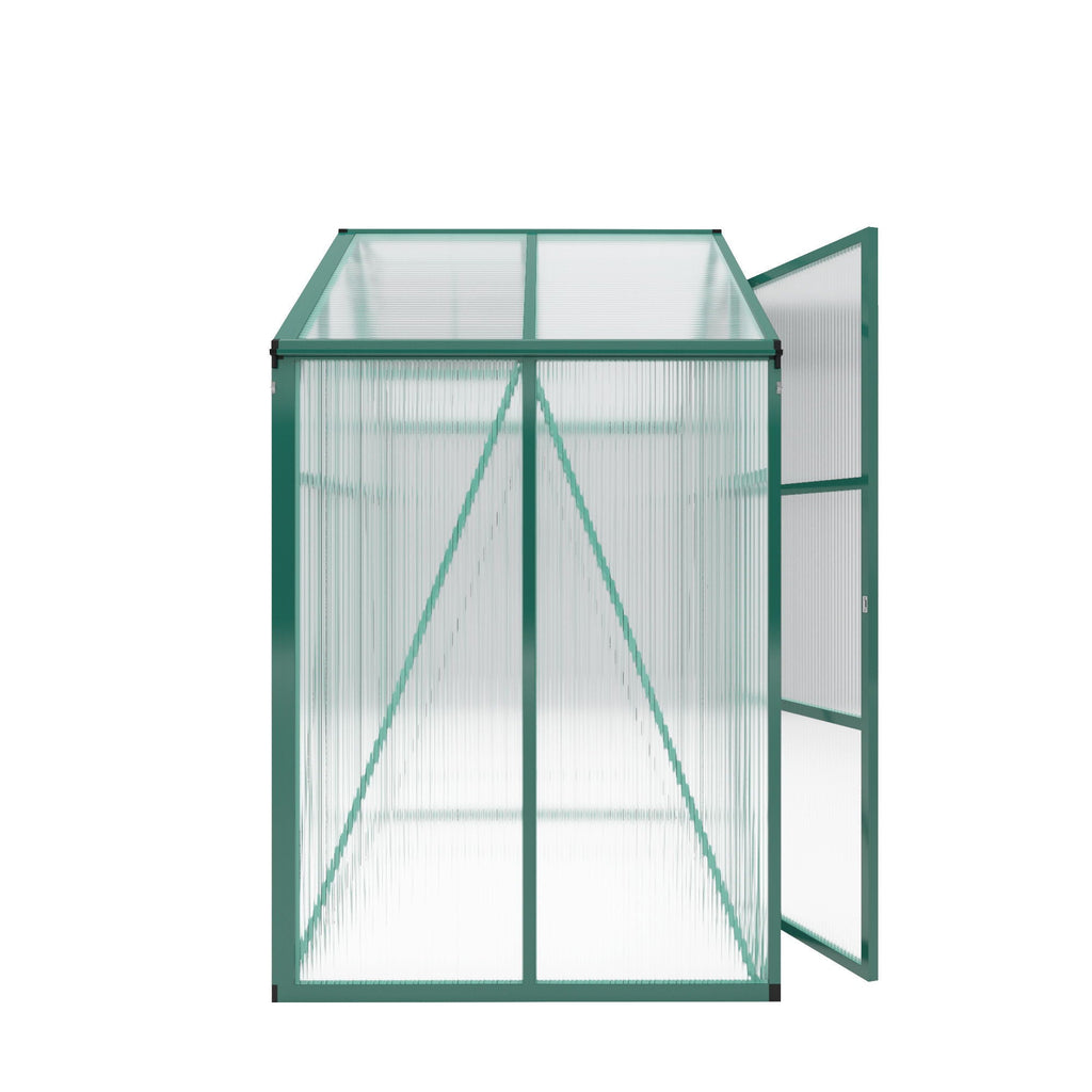 Polycarbonate Walk-In Greenhouse with Raised Base - Green