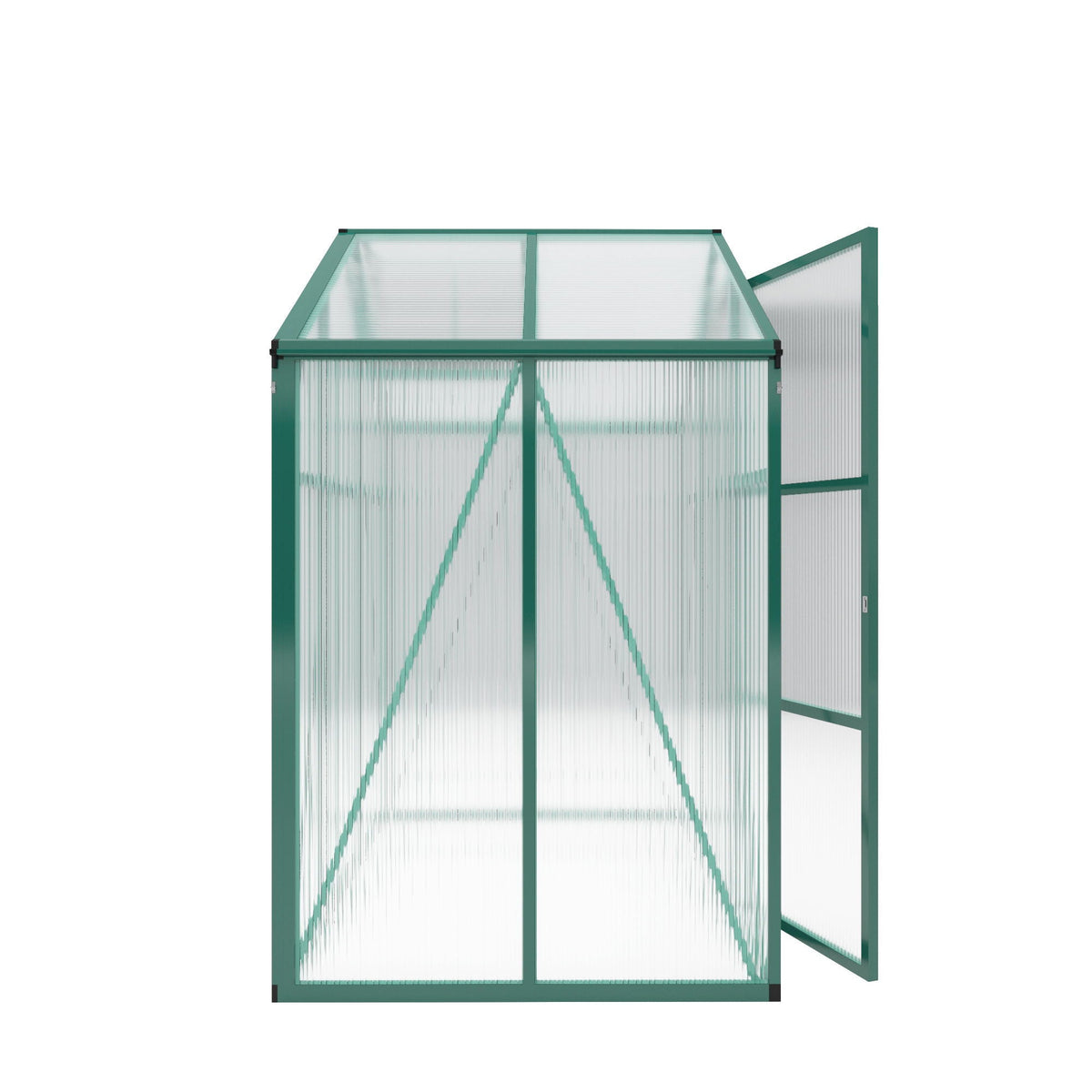 Polycarbonate Walk-In Greenhouse with Raised Base - Green