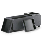 Avalon Upholstered Storage Ottoman with Flip-Over Serving Trays - Multiple Colors
