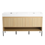 Modern Bathroom Vanity Combo with Single Resin Sink and Storage Cabinet - Light Brown