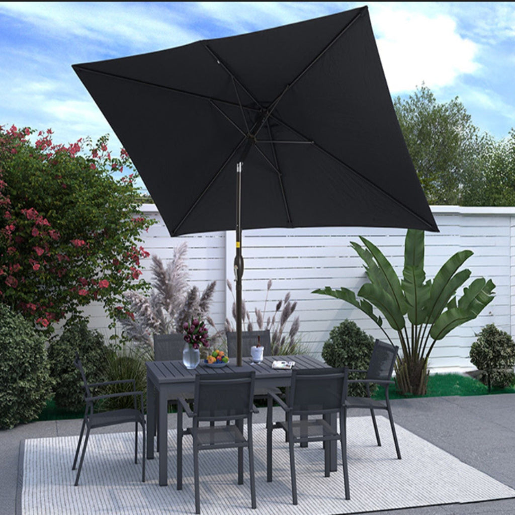 Rectangular Patio Umbrella with Crank Tilt - UV-Resistant Canopy