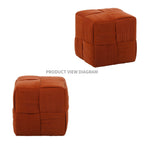 Square Ottoman Foot Rest with Woven Corduroy Design - Fabric