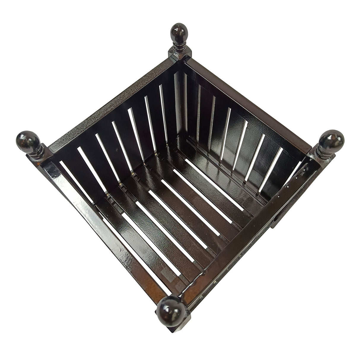 Square Outdoor Planter with Solid Wood Construction - Black