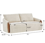 75 Inch Curved Boucle Upholstered Sofa with Solid Wood Frame - White