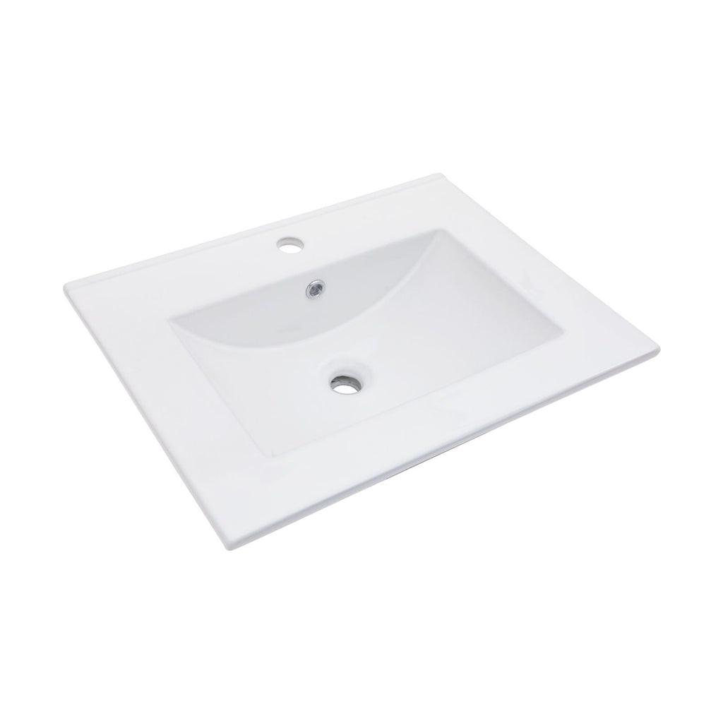 Premium Rectangular Vanity Top with Single Faucet Hole and Overflow - White
