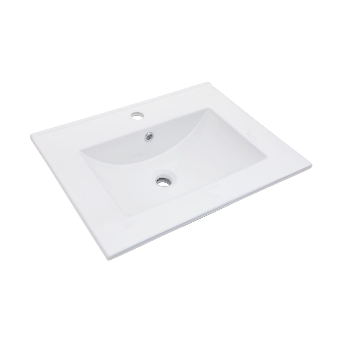 Premium Rectangular Vanity Top with Single Faucet Hole and Overflow - White