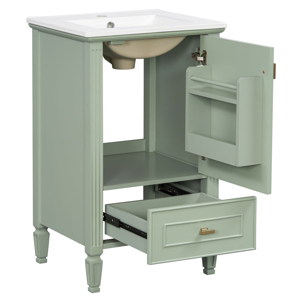 Retro Bathroom Vanity With Sink with Soft-Closing Doors - Green or Dark Gray