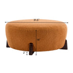 Boucle Round Ottoman with Splayed Rubber Wood Legs - Pumpkin