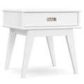 Handcrafted Mid Century End Table with Drawer – White, Dark Brown, or Light Brown