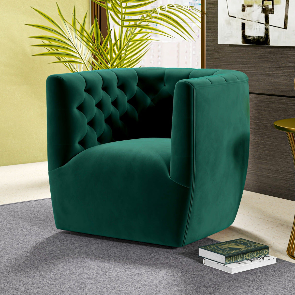 Ergonomic Design Swivel Chair with Tufted Accent - Multiple Colors