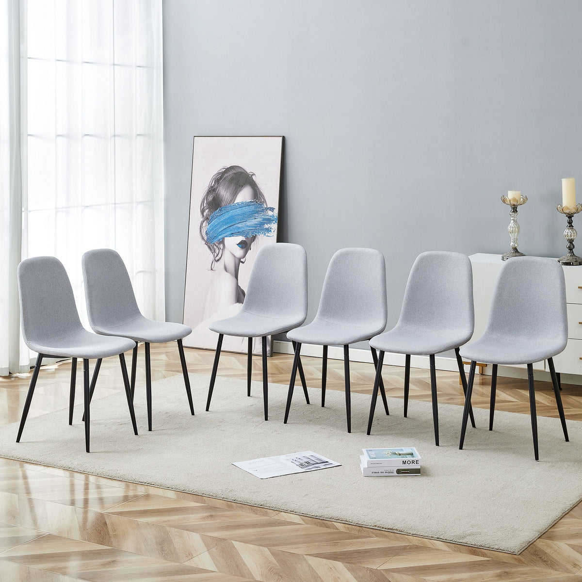 Modern Medieval Style Cushioned Side Chairs Set