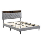 Modern Upholstered Platform Bed Frame with USB Ports - Gray or Dark Gray
