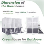 Wooden Lean To Greenhouse with Walk-In Design - White / Gray