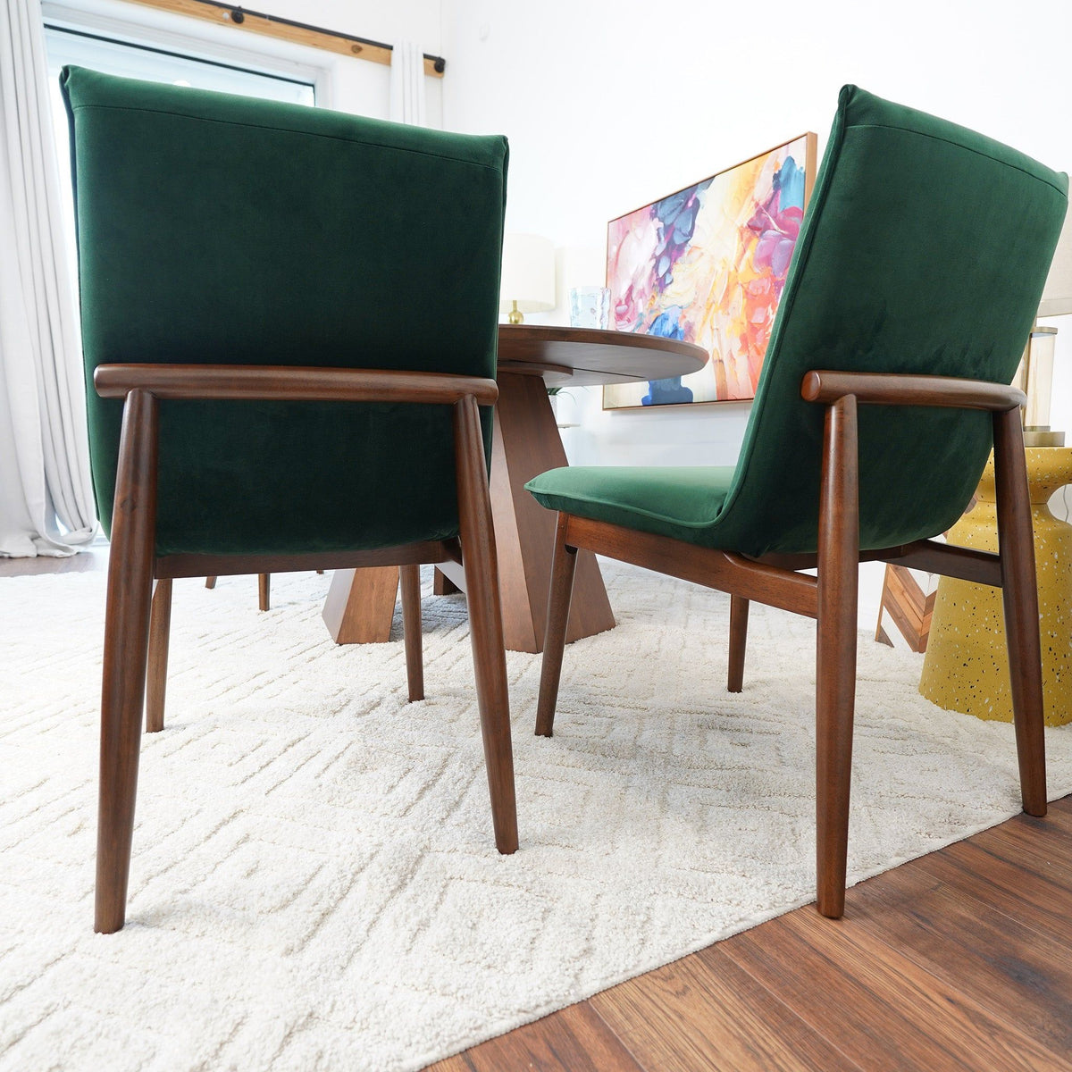 Monza Contemporary Dining Chair Set with Solid Wood Frame - Beige or Dark Green