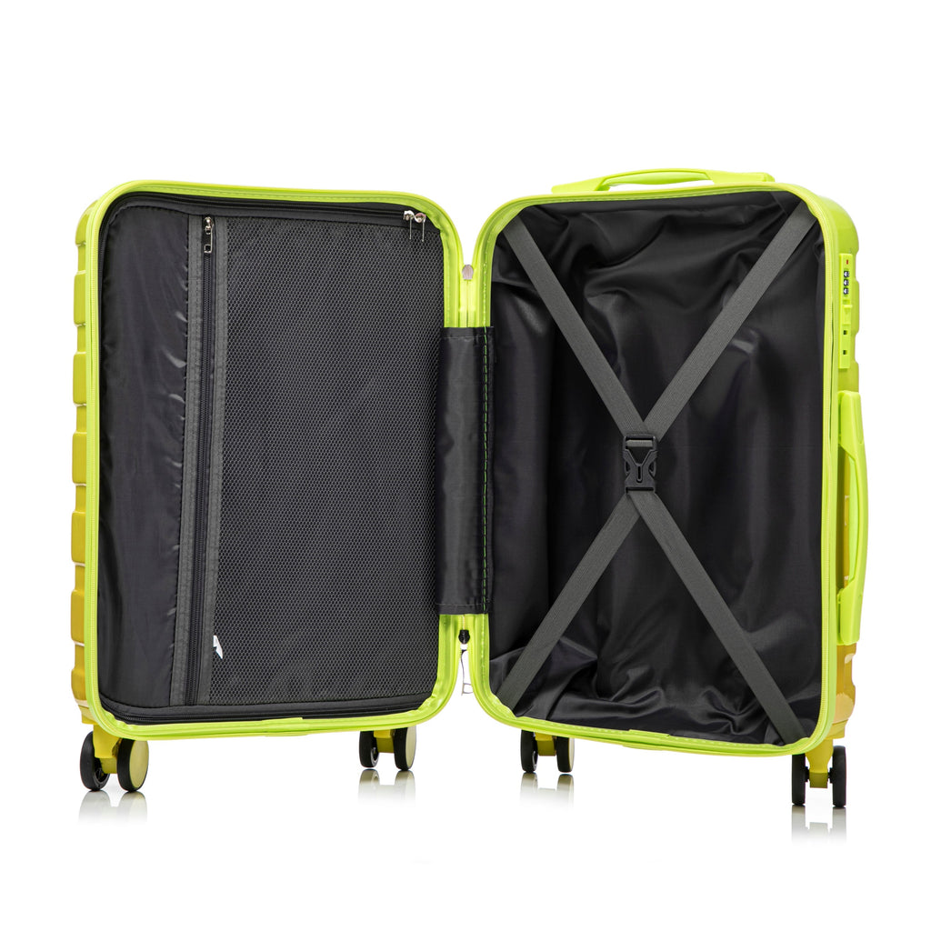 2-Piece Polycarbonate Spinner Wheel Luggage Set with Lock - Green & Yellow