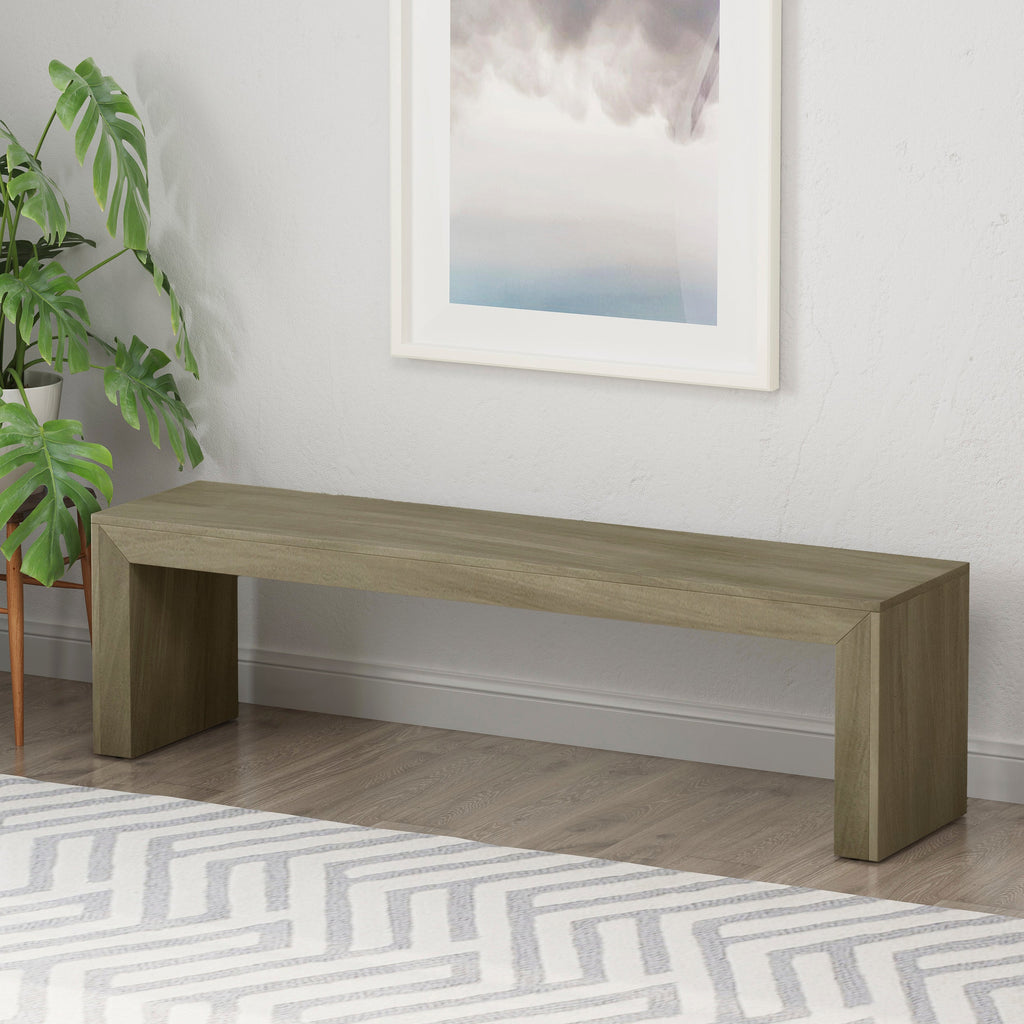Acacia Wood Dining Bench with Versatile Use - Grey+Taupe