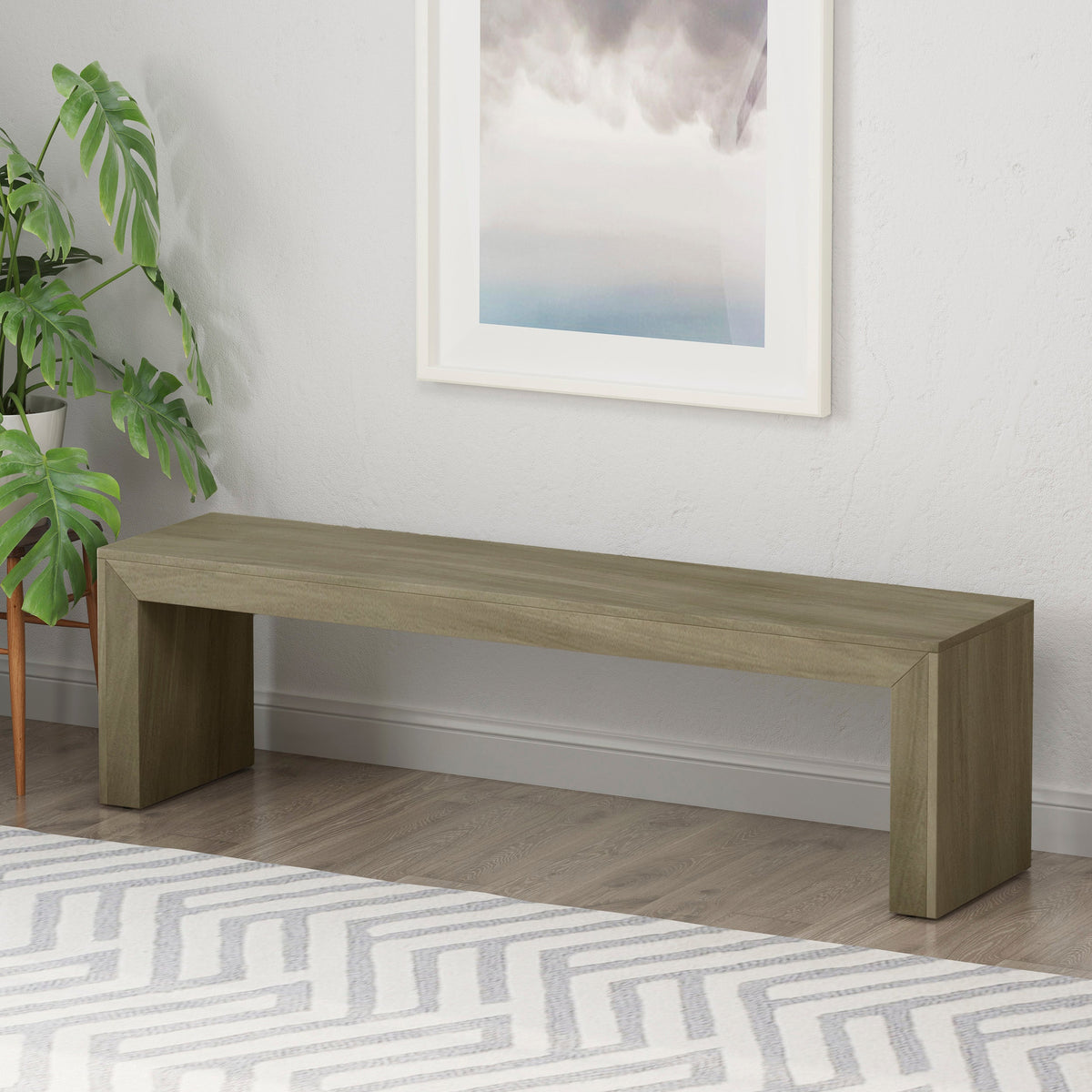 Acacia Wood Dining Bench with Versatile Use - Grey+Taupe