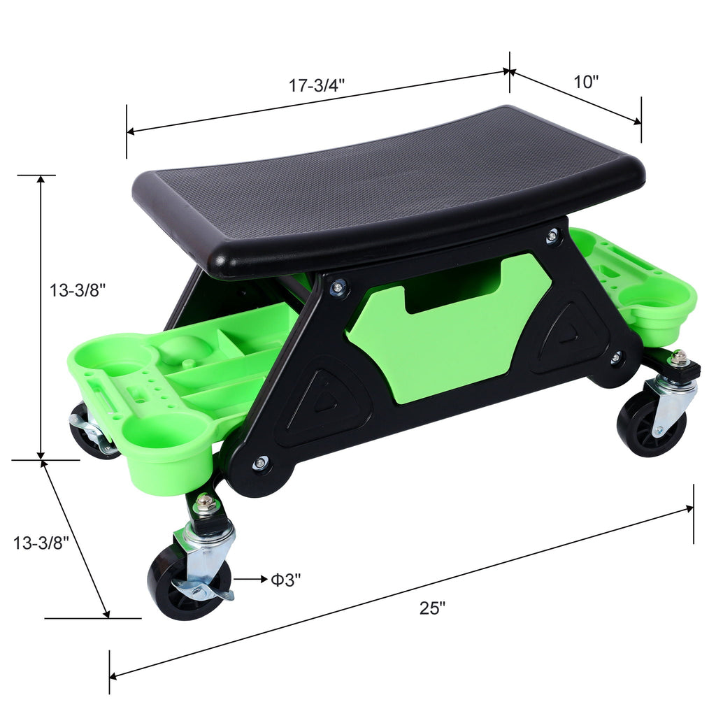 Heavy Duty Mechanic Stool with Tool Storage - Green