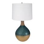Multicolor Glass Table Lamp with Drum Shade - 16" W x 16" D x 28.5" H