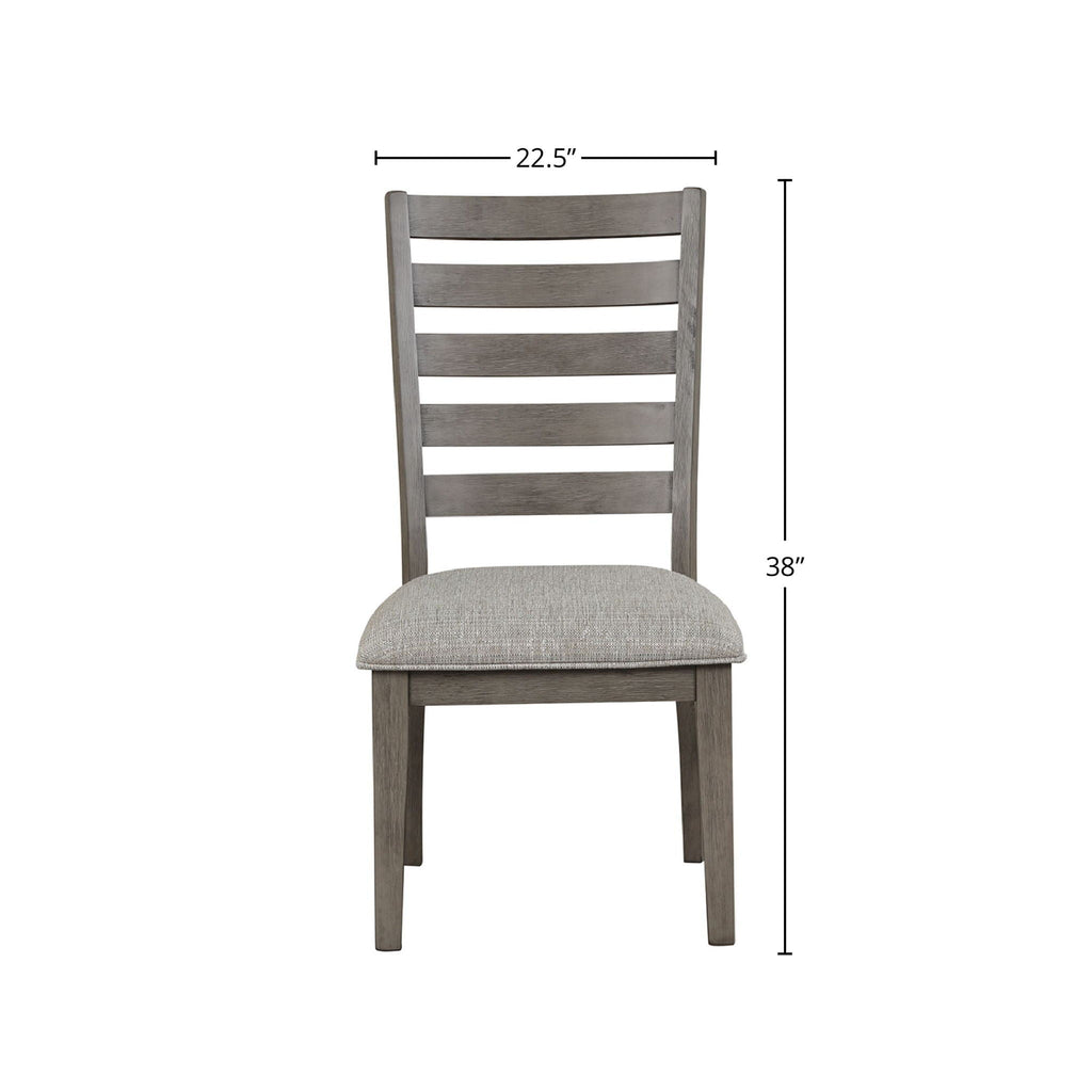 Ladder Back Dining Chair Set of 2 with Upholstered Seat - Gray