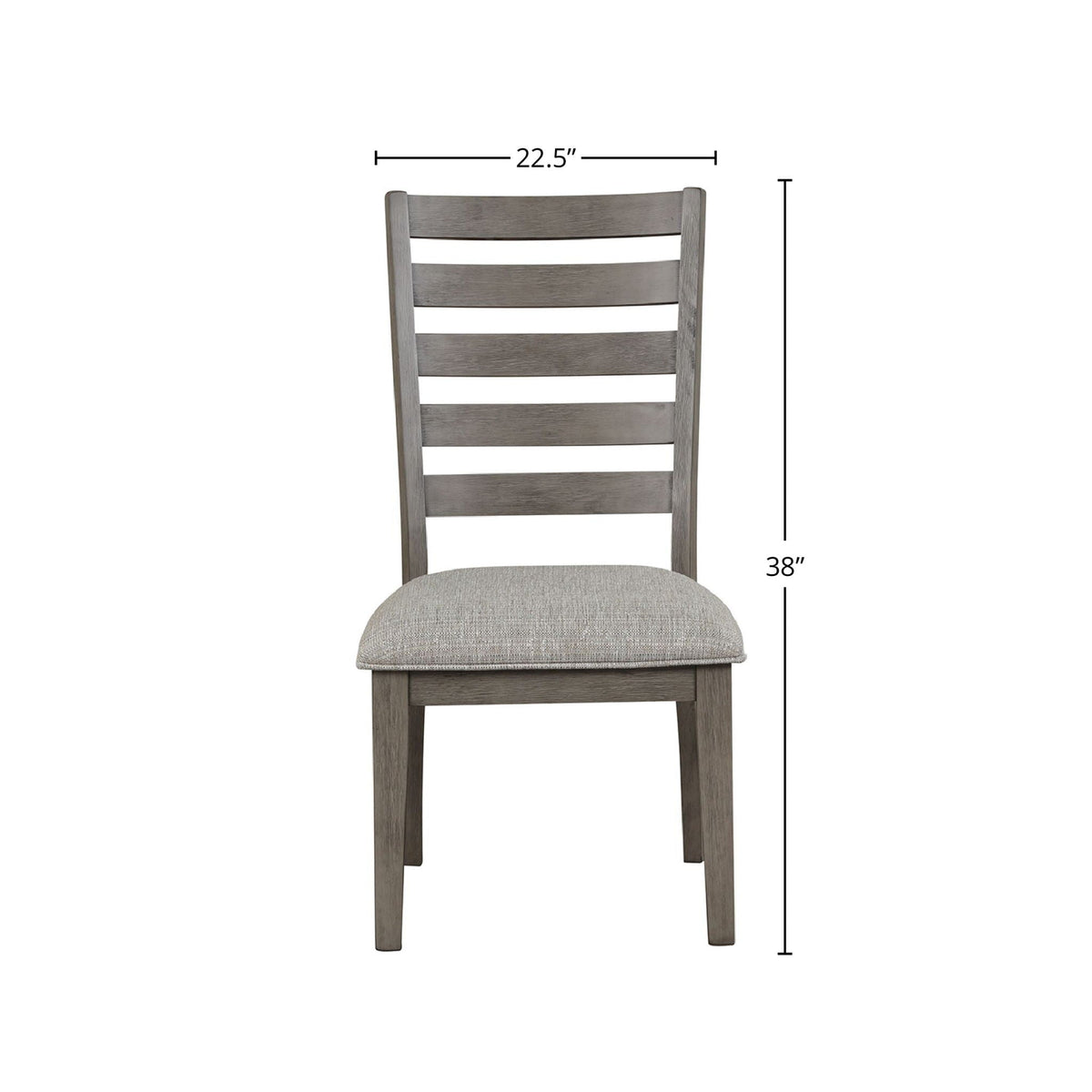Ladder Back Dining Chair Set of 2 with Upholstered Seat - Gray