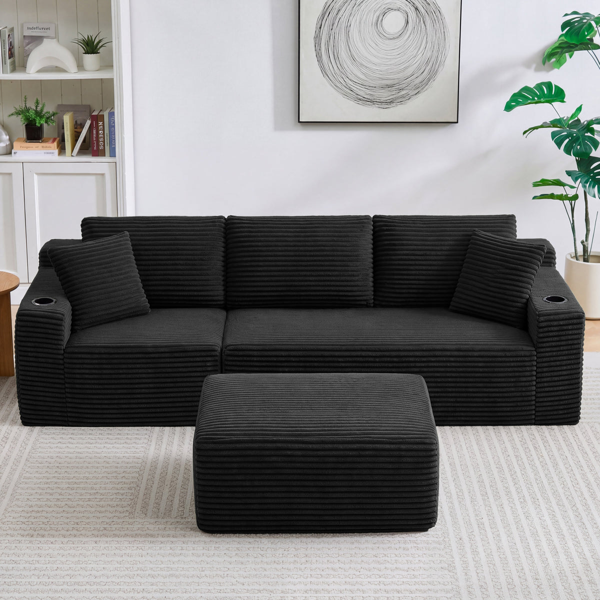L-Shaped Sectional Sofa with Ottoman