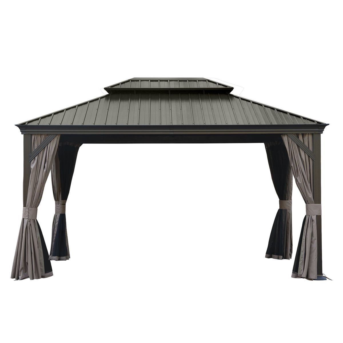 10' X 14' Hardtop Gazebo with Galvanized Steel Roof - Gray