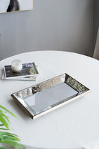 Antique Rectangle Mirror with Floral Accents - Pearl Silver