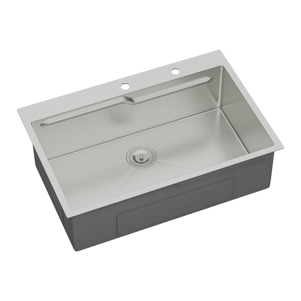 33" Drop In Kitchen Sink with Noise Reduction - Brushed Nickel
