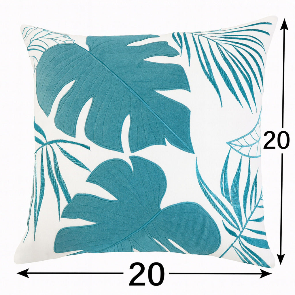 Autumn Vibes Leaf Accent Pillow with Soft Texture - Green, Dark Gray, Light Blue, Yellow, Orange