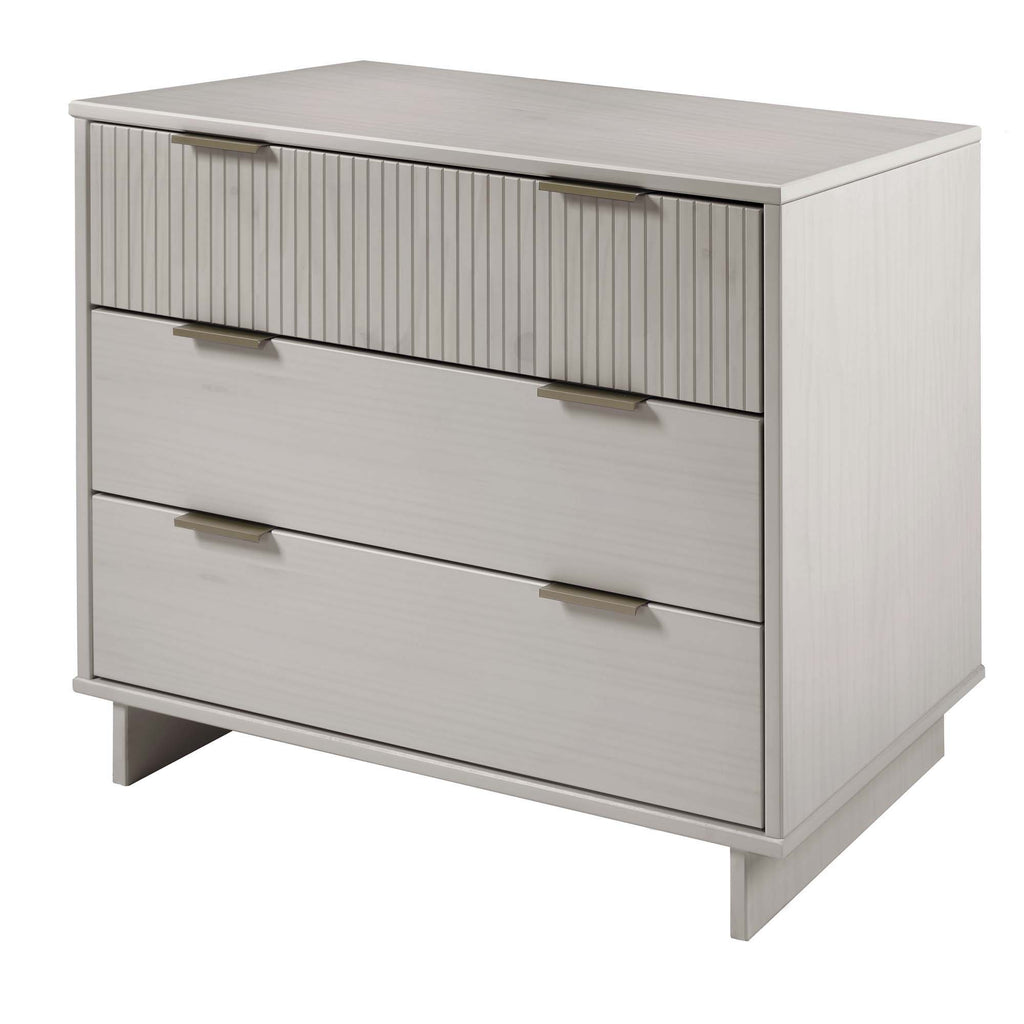 Solid Wood 3 Drawer Dresser with Ribbed Fronts - Multiple Colors
