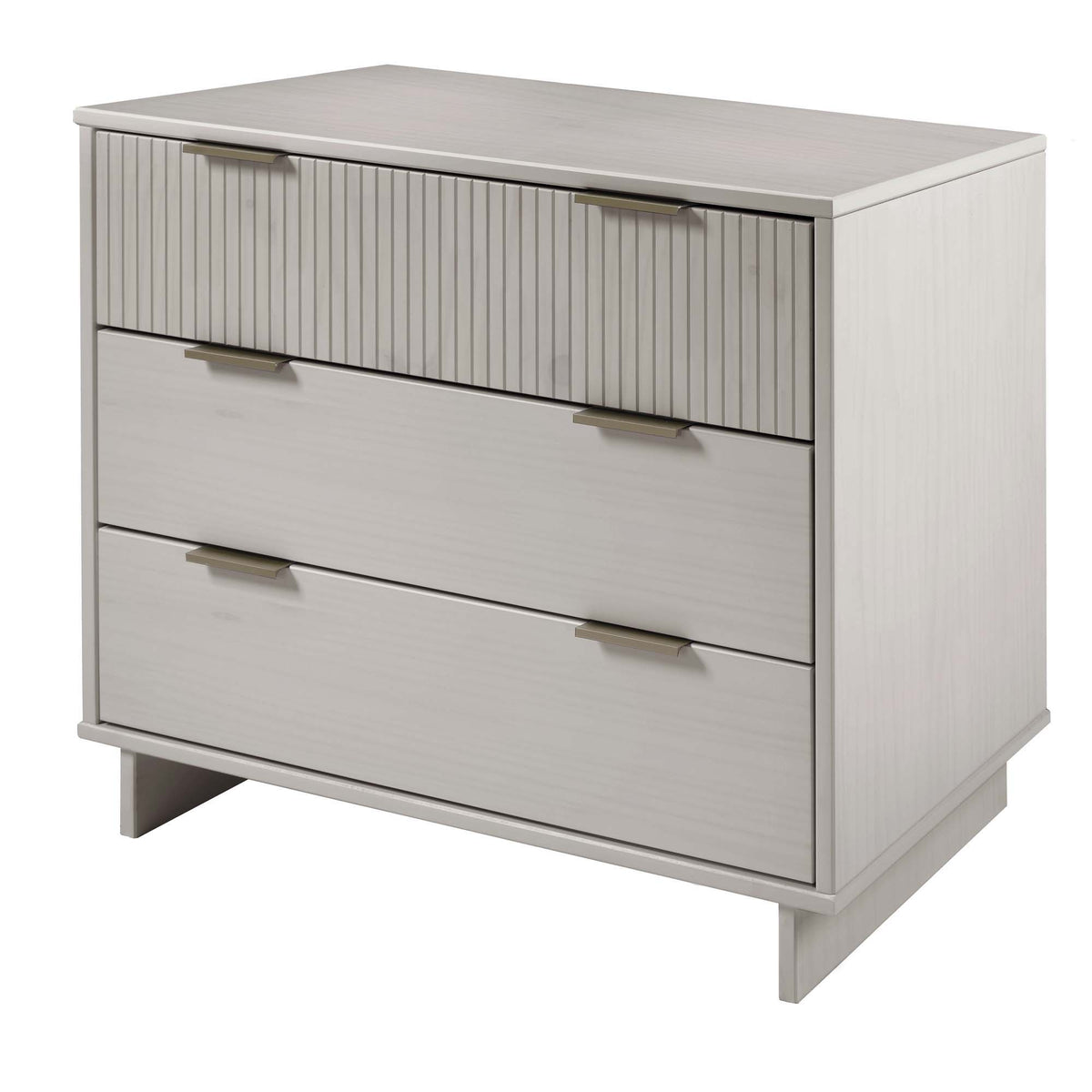 Solid Wood 3 Drawer Dresser with Ribbed Fronts - Multiple Colors