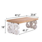 Ornate Scroll Base Coffee Table with Rectangular Top – Black or White