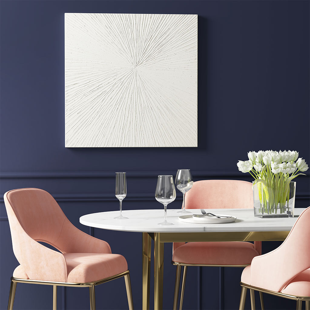 Luminous Burst Dimensional Resin Wall Art with Abstract Design - White Gloss