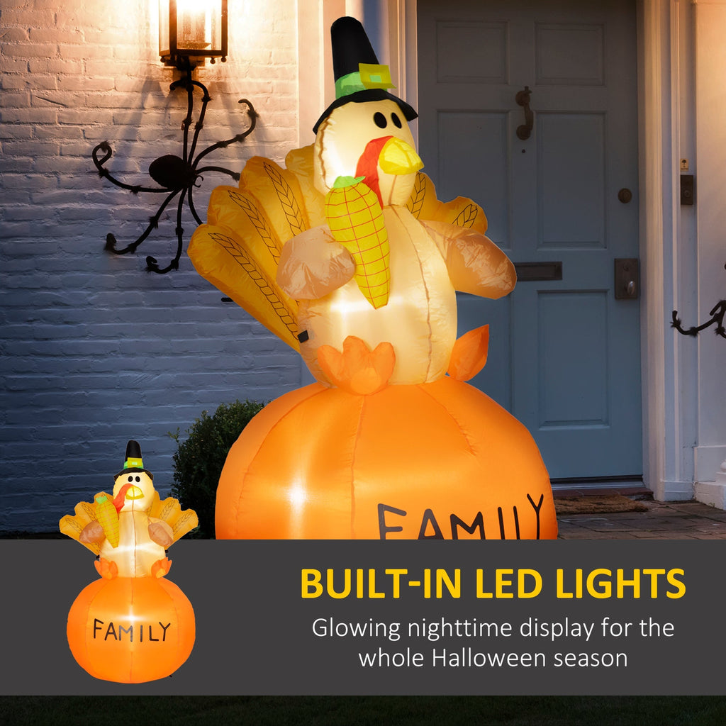 Inflatable Thanksgiving Turkey LED Display with Weather-Resistant Design - Multicolor
