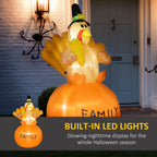 Inflatable Thanksgiving Turkey LED Display with Weather-Resistant Design - Multicolor