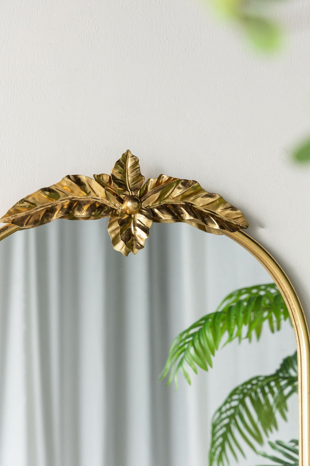 Gold Arched Wall Mirror with Metal Frame - Decorative Accent