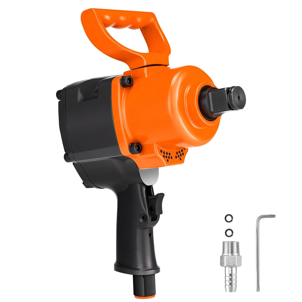 1 Inch Air Impact Wrench with Ergonomic Dual Handles - Black+Orange