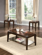 Docila 3-Piece Walnut Table Set with Parquet Tops - Dark Brown