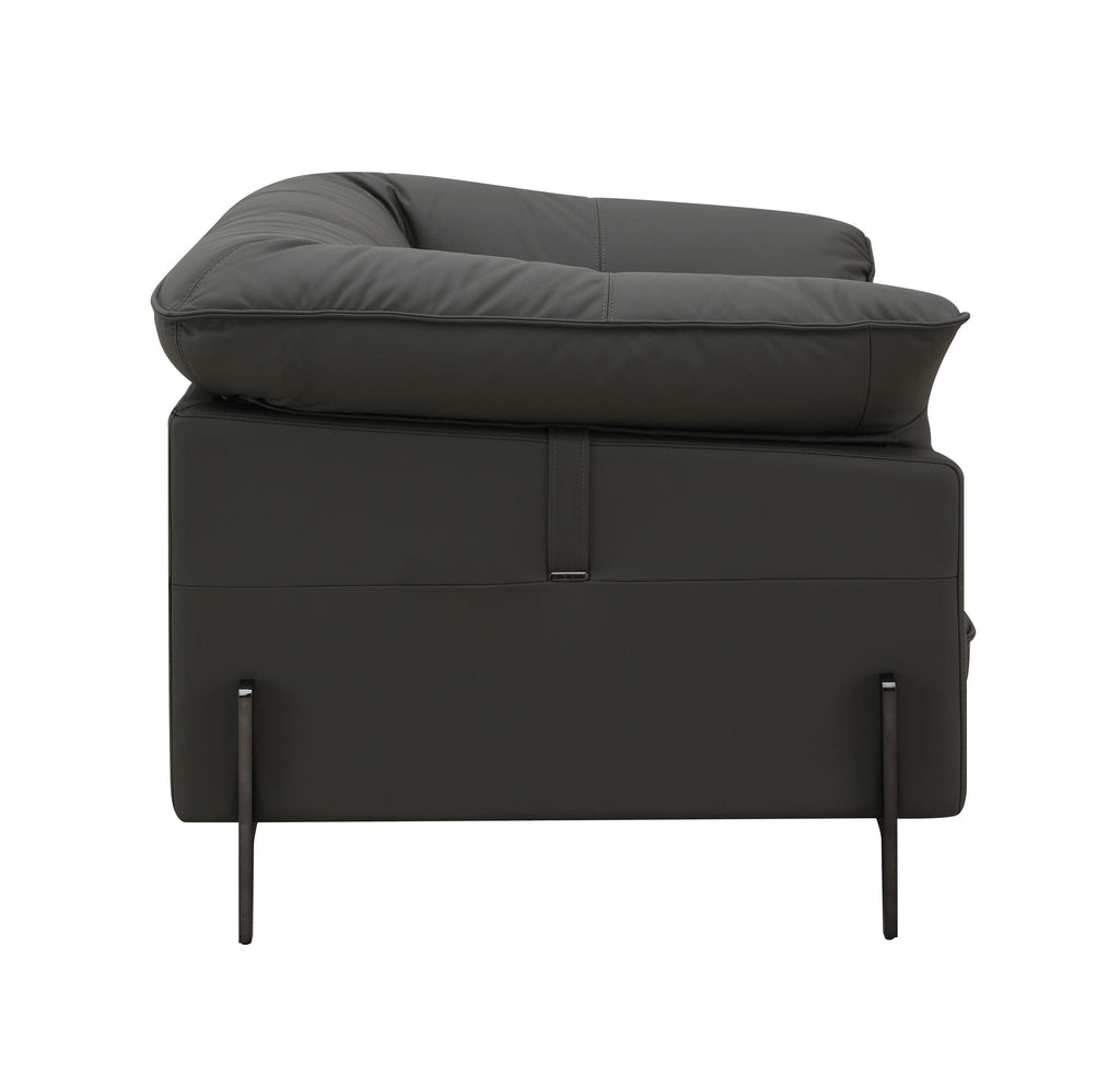 Top Grain Leather Chair with Memory Foam Cushions – Black