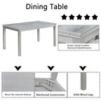 Dining Table Set with Crystal Decoration and Upholstered Chairs - Gray or White
