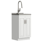 Deluxe Laundry Cabinet with Pull-Out Faucet and Stainless Steel Sink - White