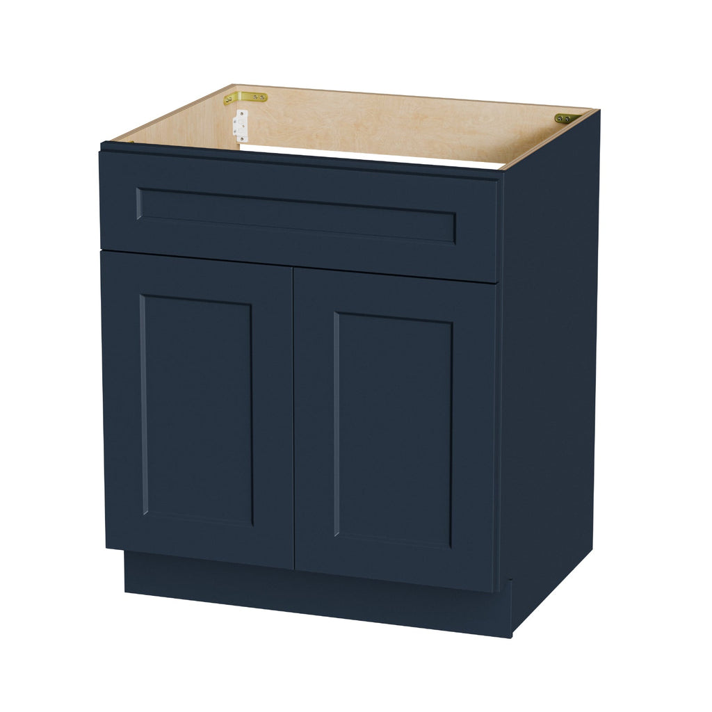 30" Kitchen Sink Base Cabinet with Double Doors - Navy Blue