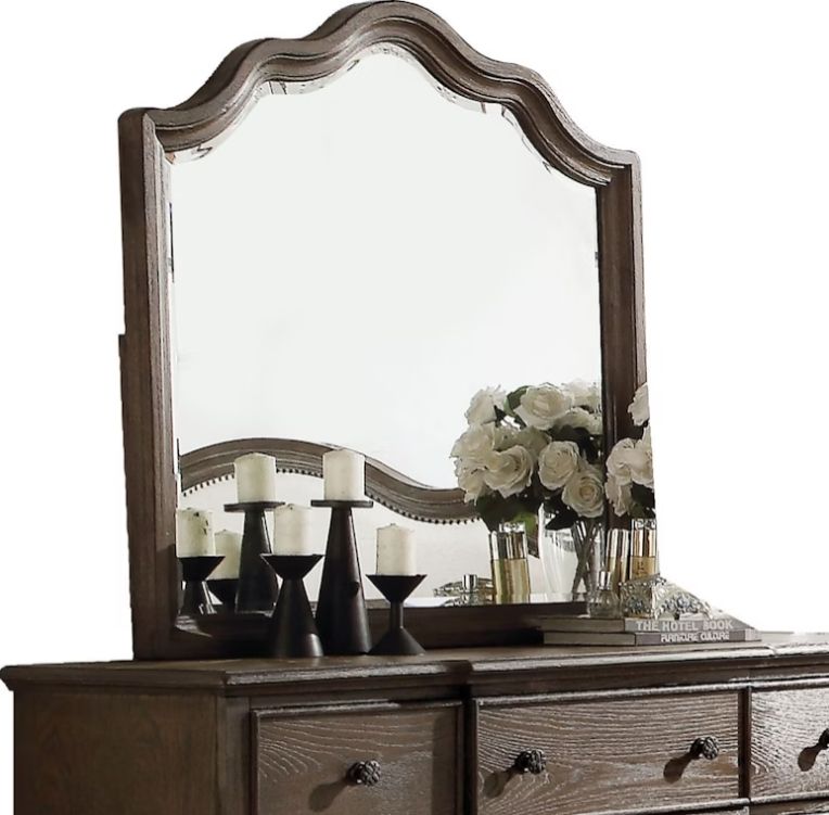 Weathered Mirror with Beveled Edge - Oak