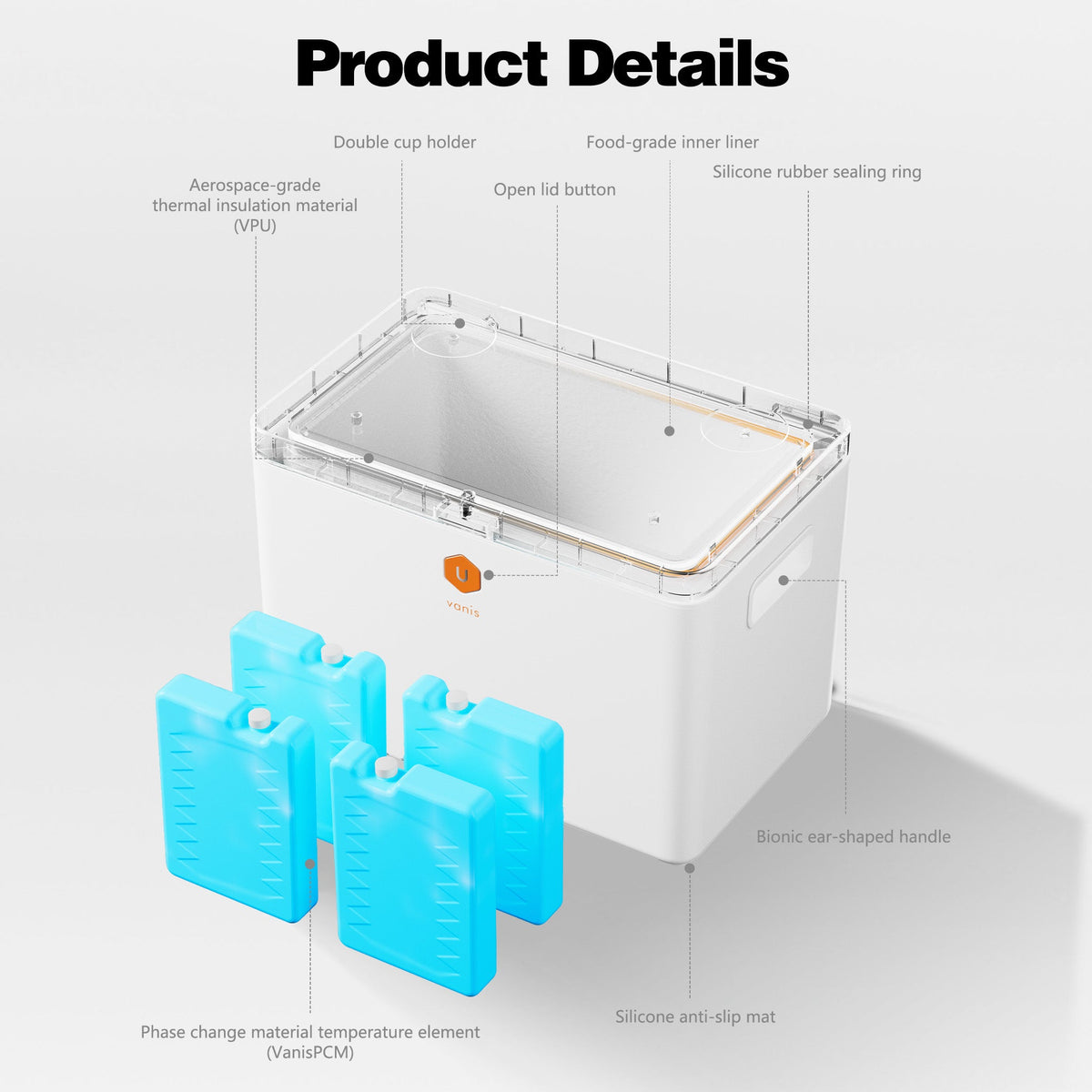 Aerospace Grade Vacuum Insulated Cooler with 10-Day Ice Retention - White