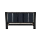 Queen Size Bed Frame with Upholstered Headboard - Black & White Pine