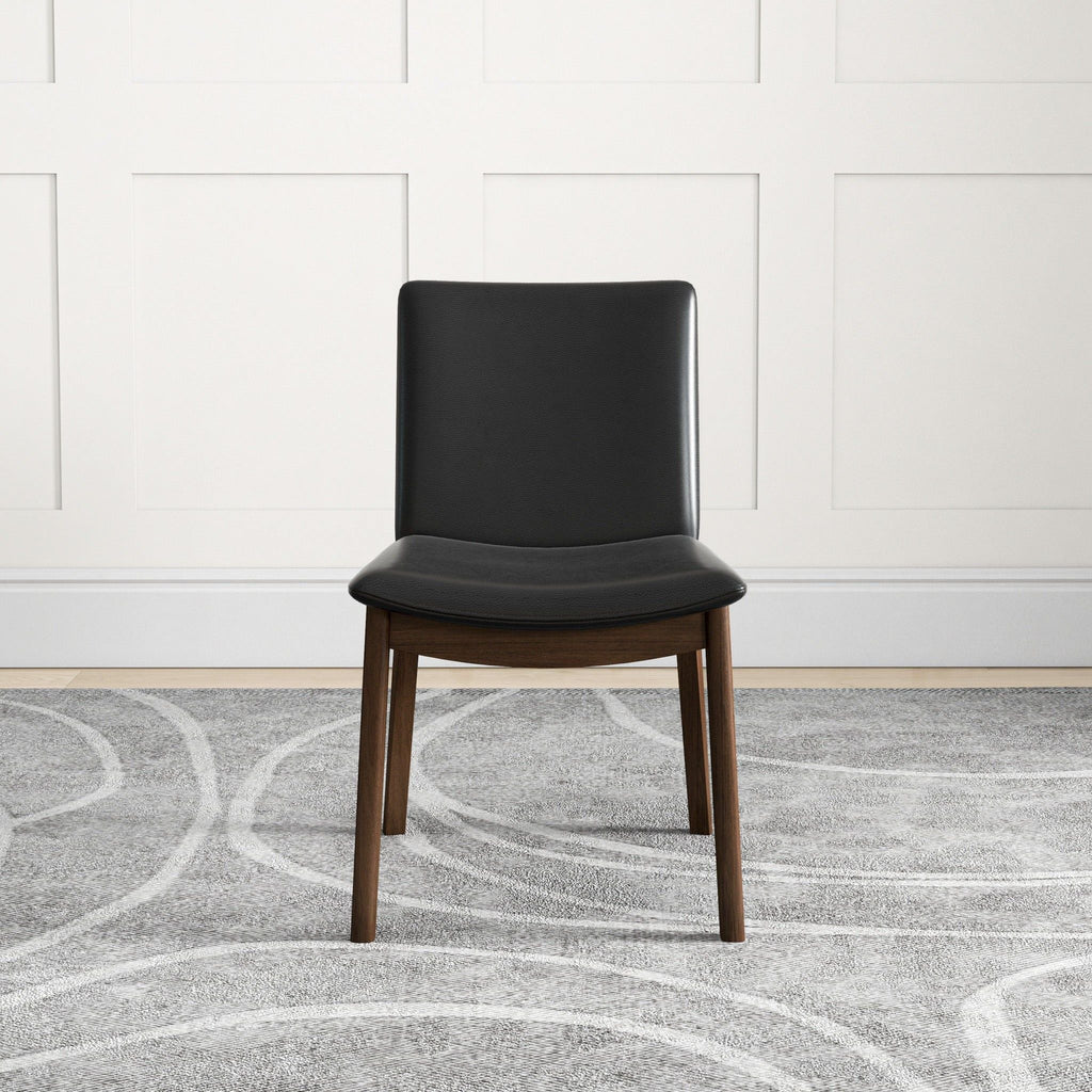 Mid-Century Modern Solid Wood Dining Chair Set with Fabric Upholstery - Multiple Colors