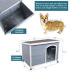 Medium Wooden Outdoor Dog House with Waterproof Roof and Elevated Floor - Dark Gray or Dark Red