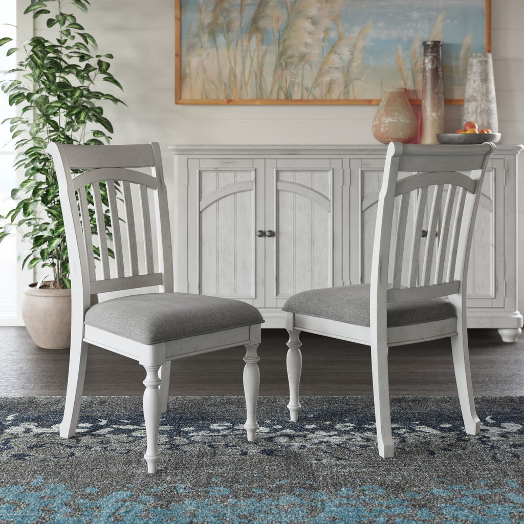 Slat Back Dining Chairs with Coastal Design - Gray